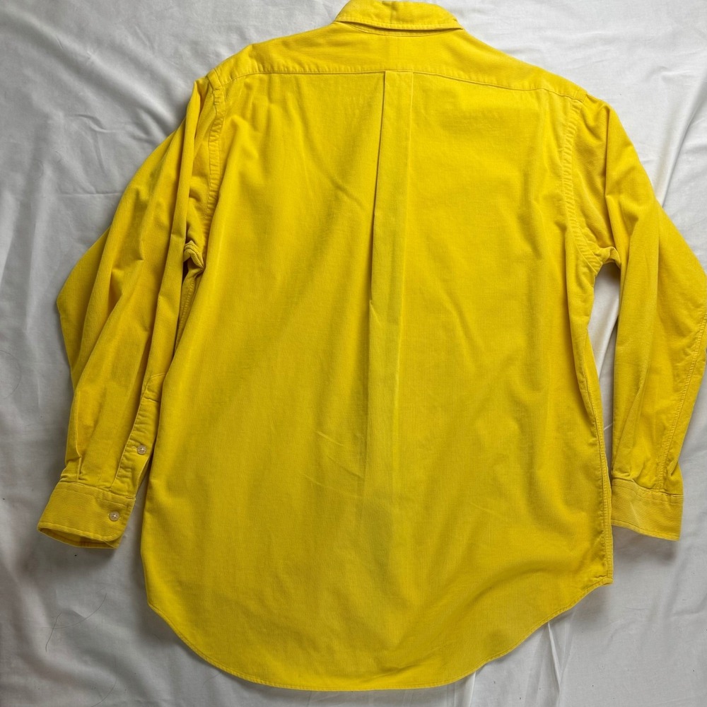 Ralph Lauren Golf Corduroy Button Down Shirt Men M Yellow Long Sleeve Crest Logo - Picture 10 of 12